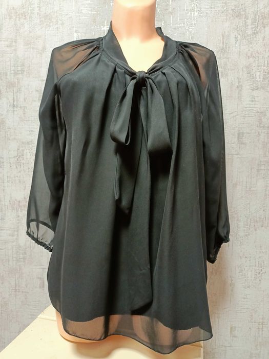 Блузка черна L размер 48 сорочка жіноча