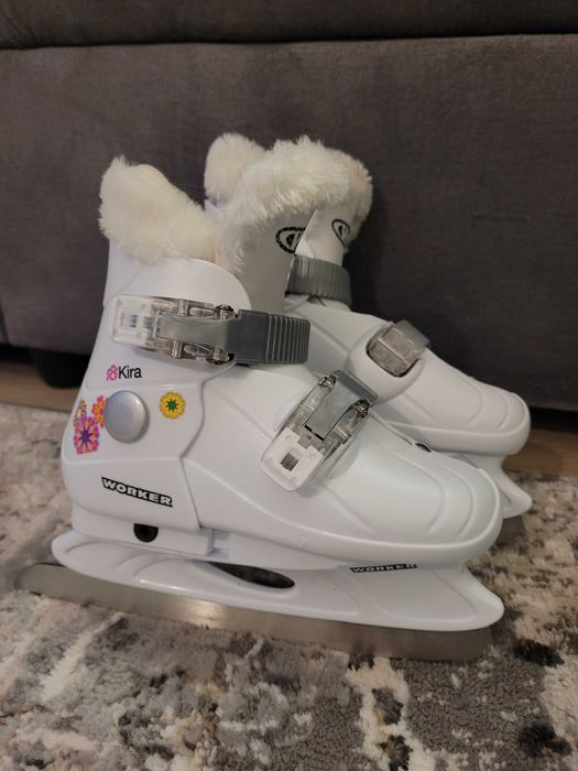 Nowe łyżwy Kira Worker białe regulowane 29-32 dla dziewczynki