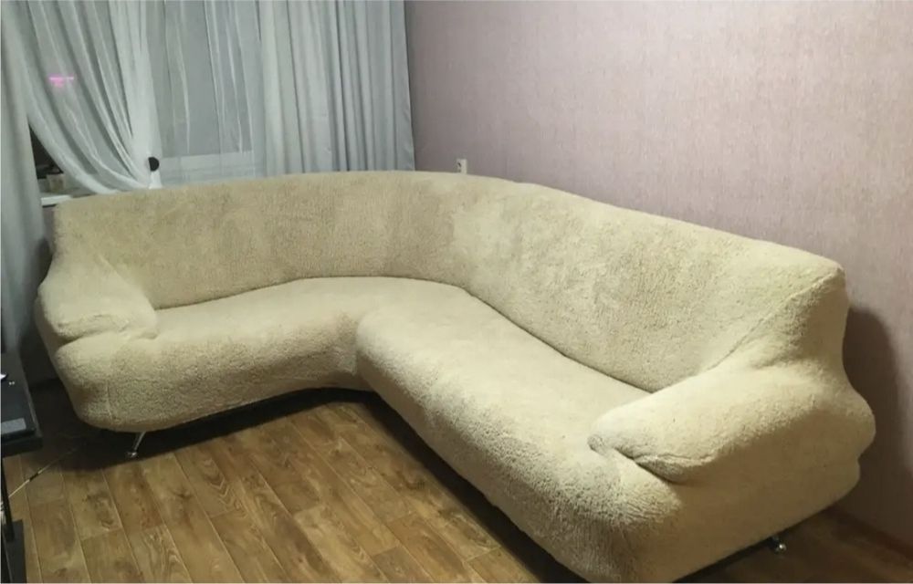 Чохол хутряний на кутовий диван м'який щільний плюшевий овечка Venera