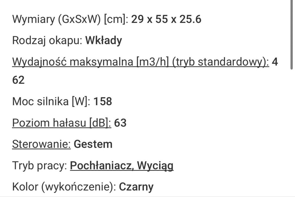 Okap meblowy Amica