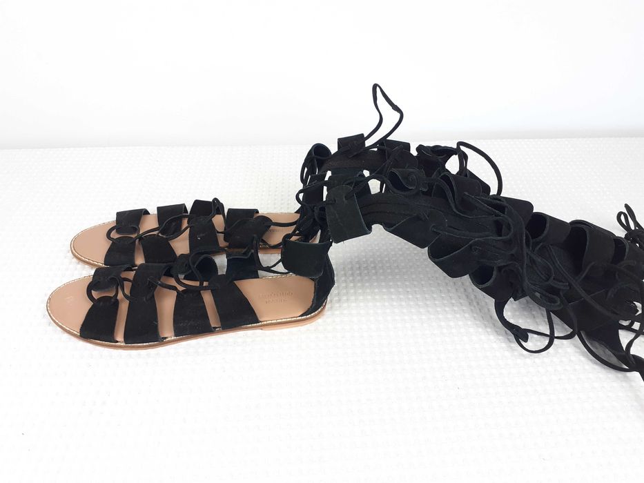 buty czarne zamszowe rzymianki gladiatorki