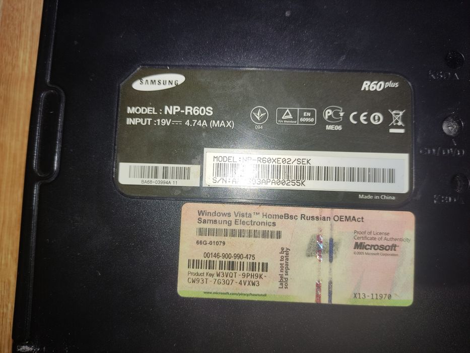 Ноутбук Samsung R60+ неробочий по запчастинах LTN154X3-L03