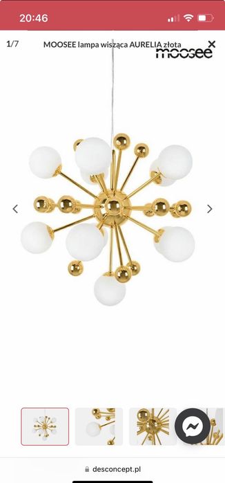 Lampa wisząca złota Aurelia