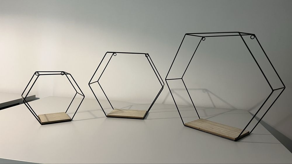 Zestaw półek wiszących hexagon 3 sztuki plaster miodu półka