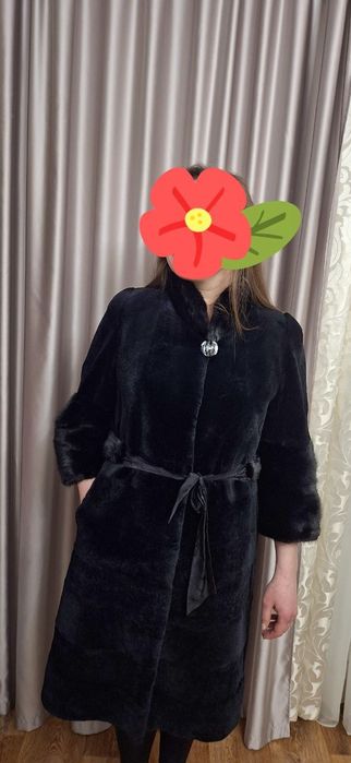 Мутоновая шубка со вставками норки