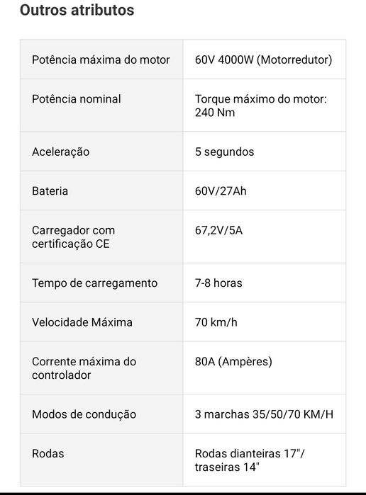Mota elétrica 60v 4000w