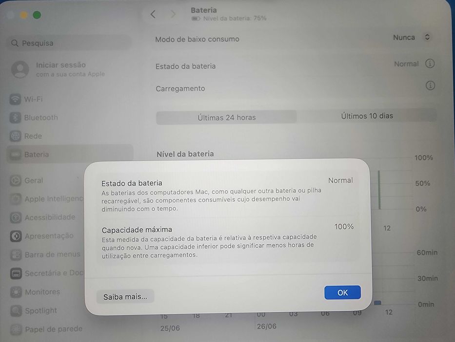 MacBook Air 13'' M4 2025 - Meia-noite - 16GB/256GB - Como Novo c/ fatura