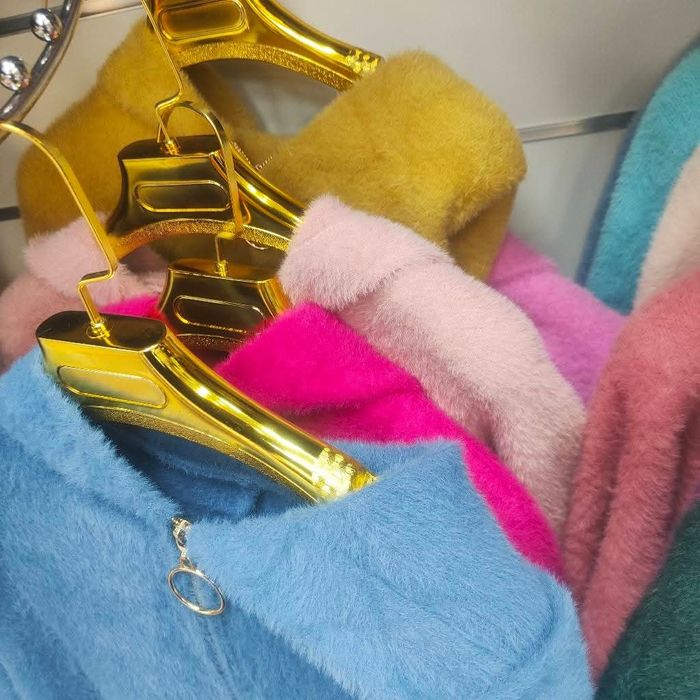 Płaszcz alpaka błękit turkus musztarda czarny biały suwak kaptur