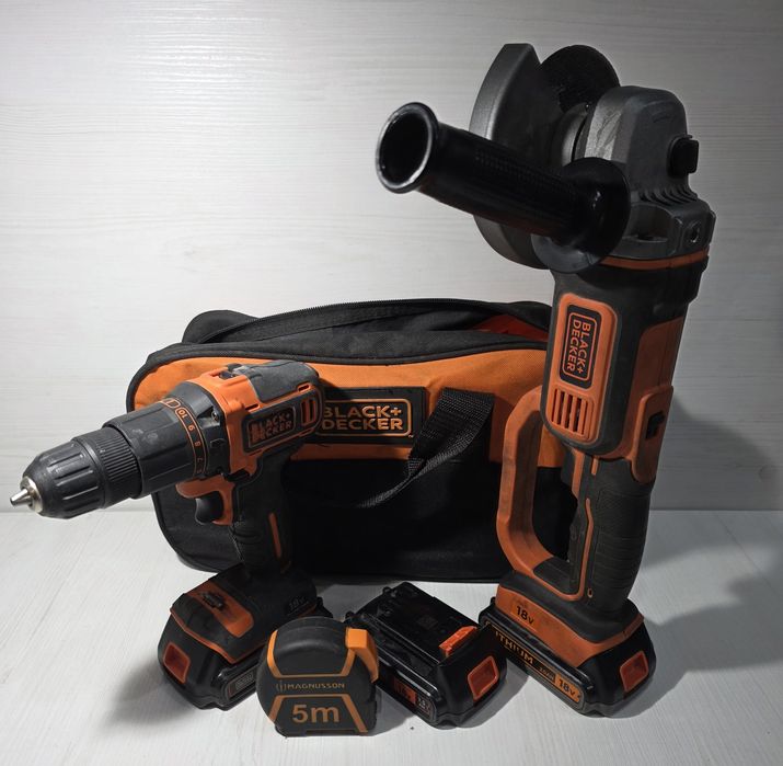 **Zestaw elektronarzędzi Black+Decker 18V: Szlifierka, Wkrętarka, 3 Akumulatory, Torba | Stówka Grudziądz **