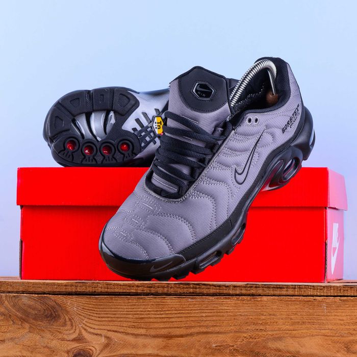 (2190) Термо Зимові Чоловічі Кросівки Nike Air Max TN сірі з чорним