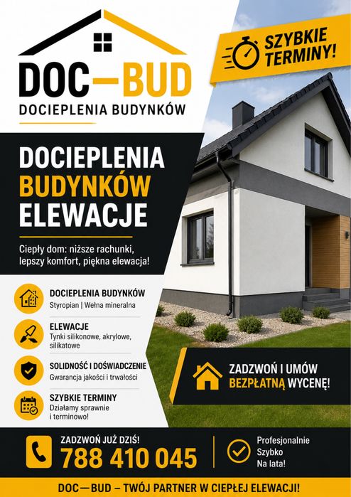 ELEWACJE docieplenia budynkow szybki termin zadzwon!