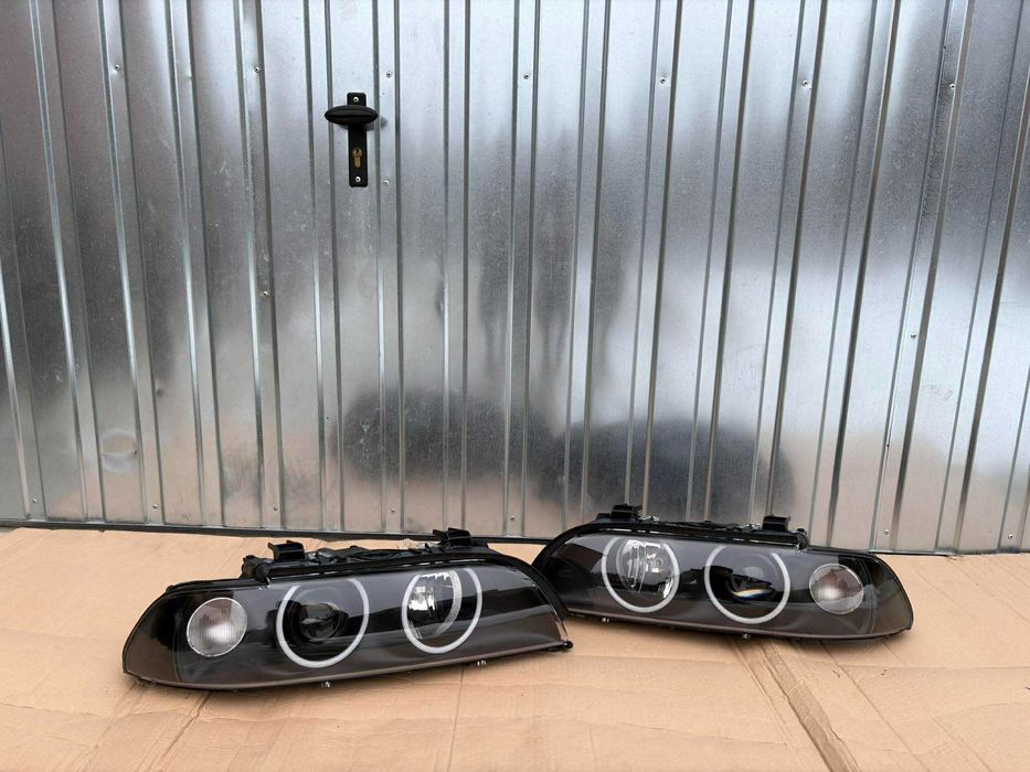 BMW E39 Lampy BiLED HELLA Black+Ringi Cotton Regeneracja NOWE Mocne!