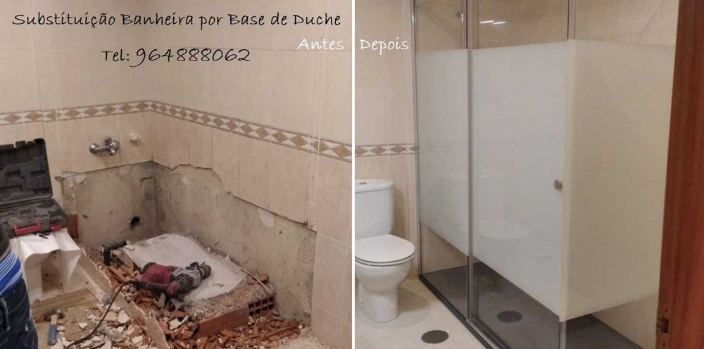 Faço renovação-pintura de banheira ou Substituição Banheira por Duche