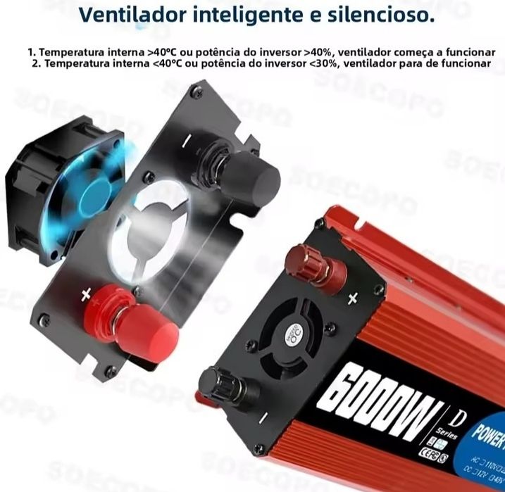 Inversor de potência 12/24/48 com 6000 w