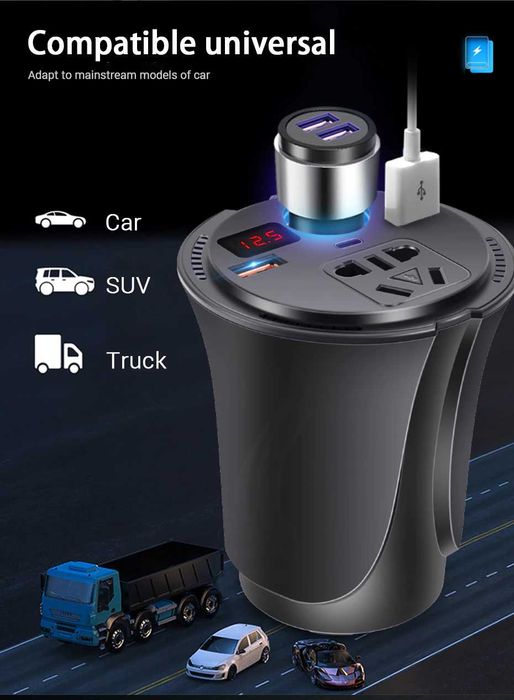 Інвертор "Glass-9C" 12-220v 150W Перетворювач напруги автомобільний