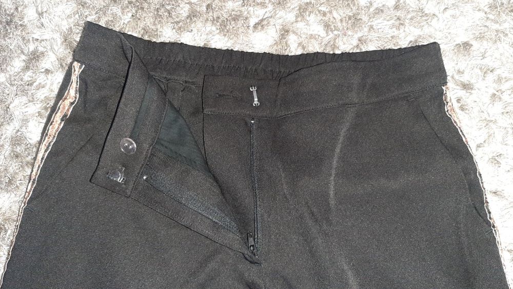 Spodnie wizytowe czarne panterka 36/38 Jak nowe