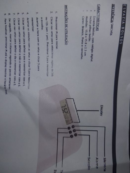 Esvazia bolsos relógio digital Hall de entrada