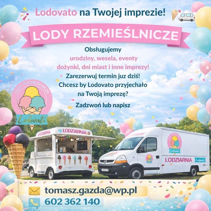 Lodovato - Lody Mobilne, Imprezy Firmowe, lody do firmy