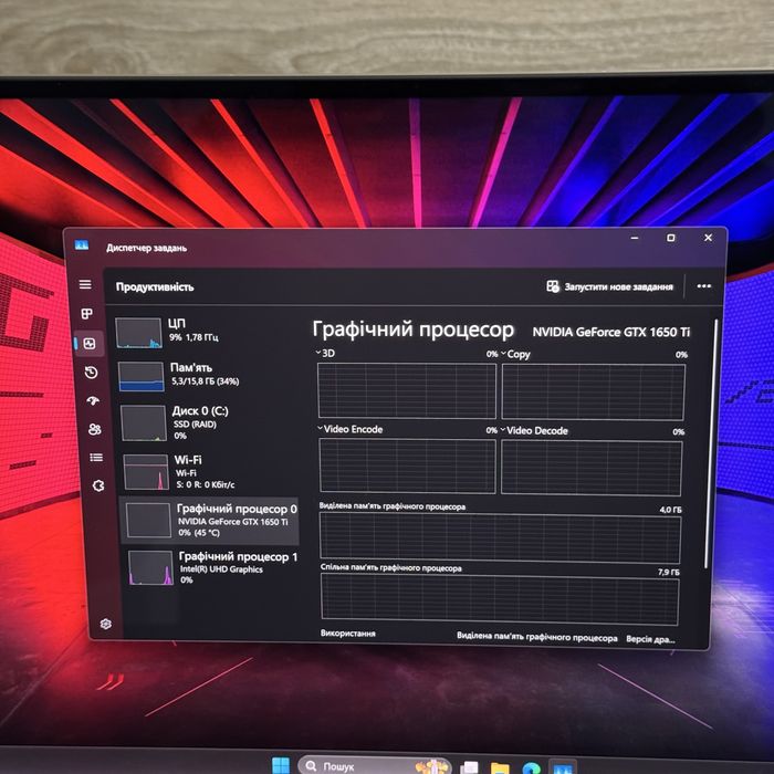 Ігровий ноутбук Dell XPS i7 10750, Gtx 1650Ti, 4K Oled екран