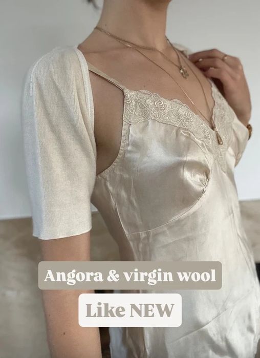 GIANI FEROTI luksusowe Mini Bolerko z Angory i Wełny Dziewiczej – Ecru