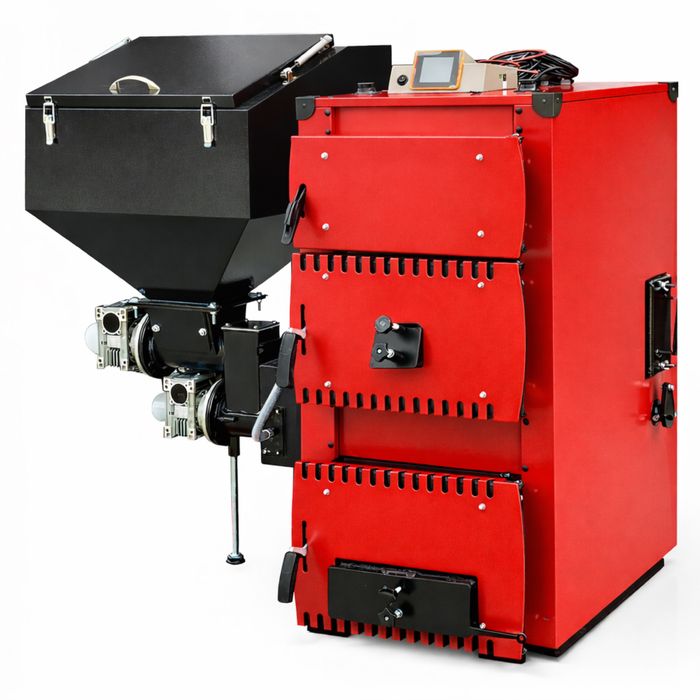 Kocioł Z Podajnikiem 12 kw do 120m 3 w 1 Na pellet Groszek i Drewno