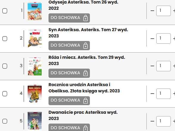 Zestaw kilku zeszytów Asterixa