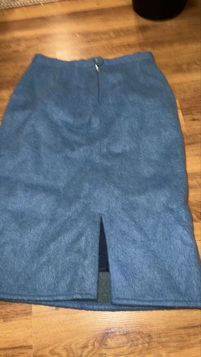 Gruba pluszowa spódnica hand made na ppdszewce niebieska L 40