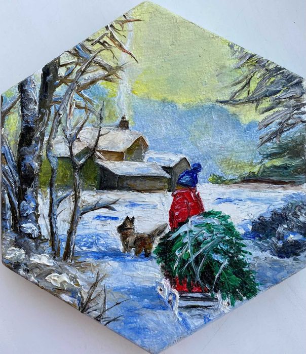 Картина олією "Щасливий новий рік"