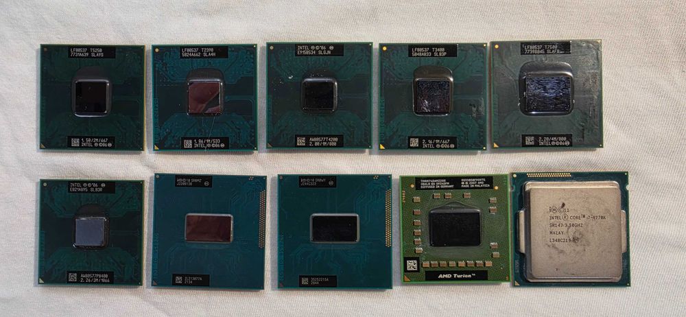 Processadores Vários Computadores Portáteis