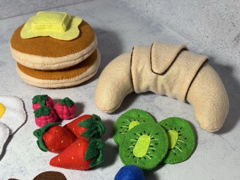 Набір сніданок для гри в ресторан Фрути з фетру , овочі з фетру