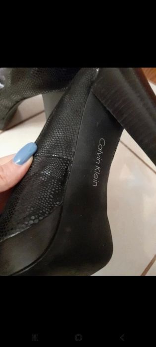 Buty Calvin Klein 39 czarne polysk wysoki obcas szpilki