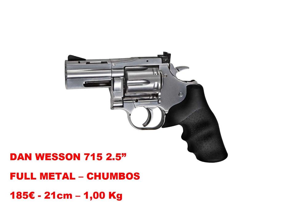 Revólver Pressão de Ar de CO2 Borner (Smith&Wesson MOD.36) Dan Wesson 715 de 2.5" e 4" METAL