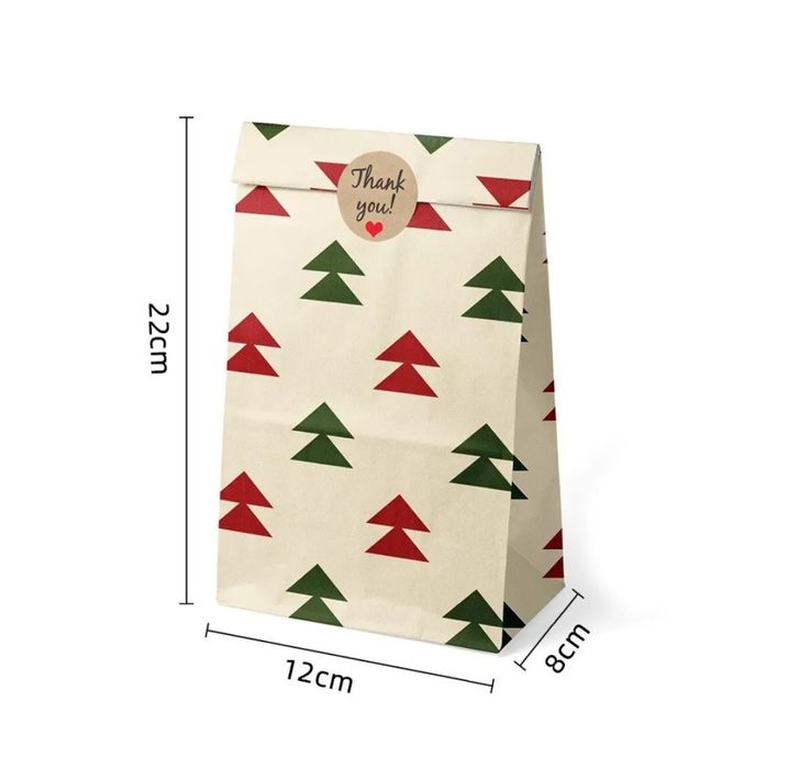 Świąteczne małe torebki na prezenty 12 sztuk