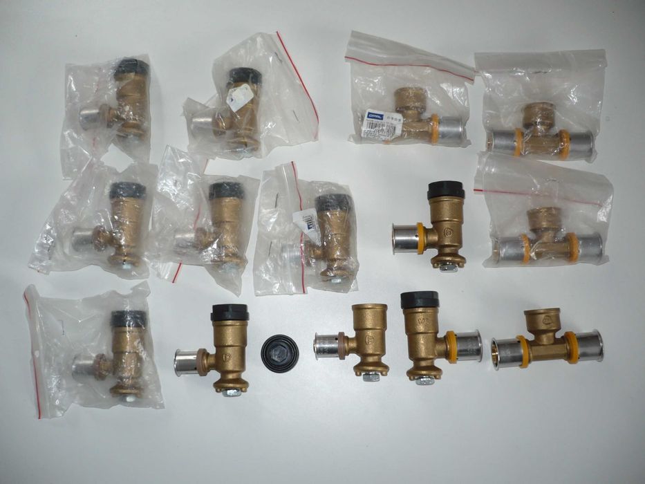 kształtki mosiężne zaciskane KAN Therm kolana trójniki 1/2" pex 16 20 U TH