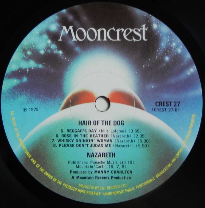 Nazareth – Hair Of The Dog (Mooncrest – CREST 27, UK) EX+/NM-