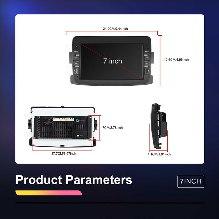 Rádio Android 7" Renault captur Dacia Duster Sandero 64GB Carplay NOVO