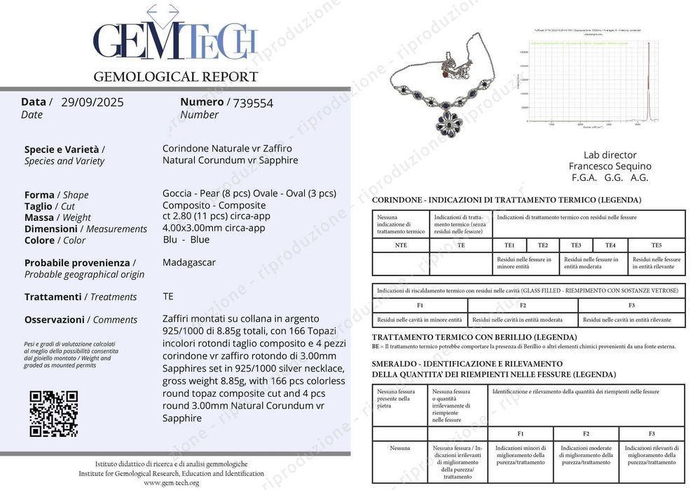Colar Banhado a ouro Safira - Topázio - Banho de ouro 18K