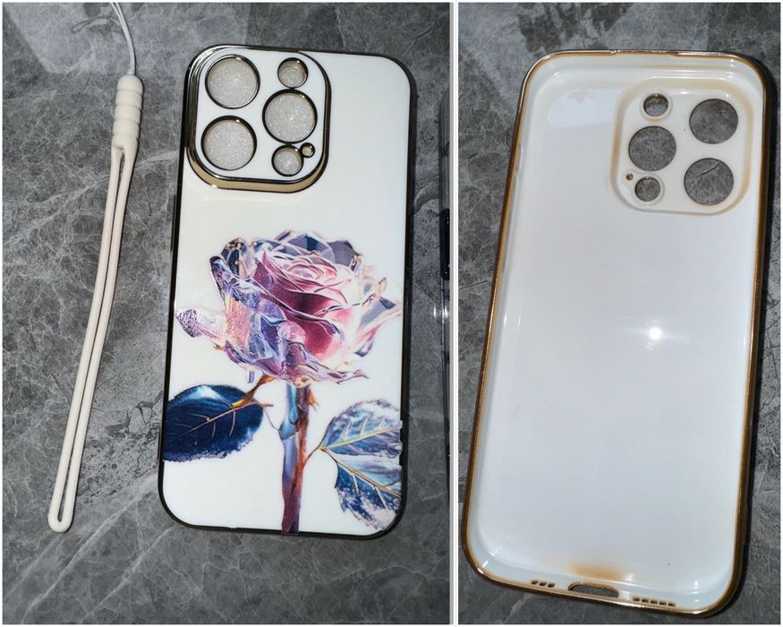 Чехол на IPhone 15 pro 2шт за 150! Бабочка глиттер Роза силикон