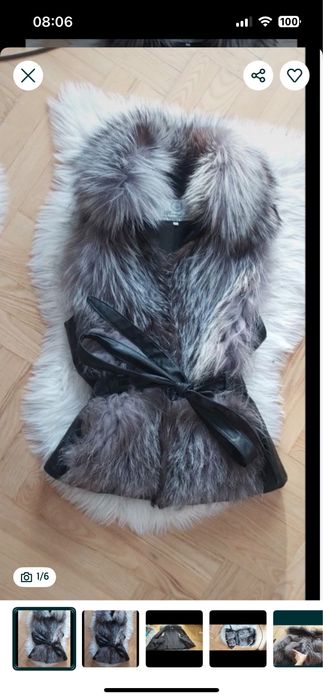 Futro kamizelka lis srebrny