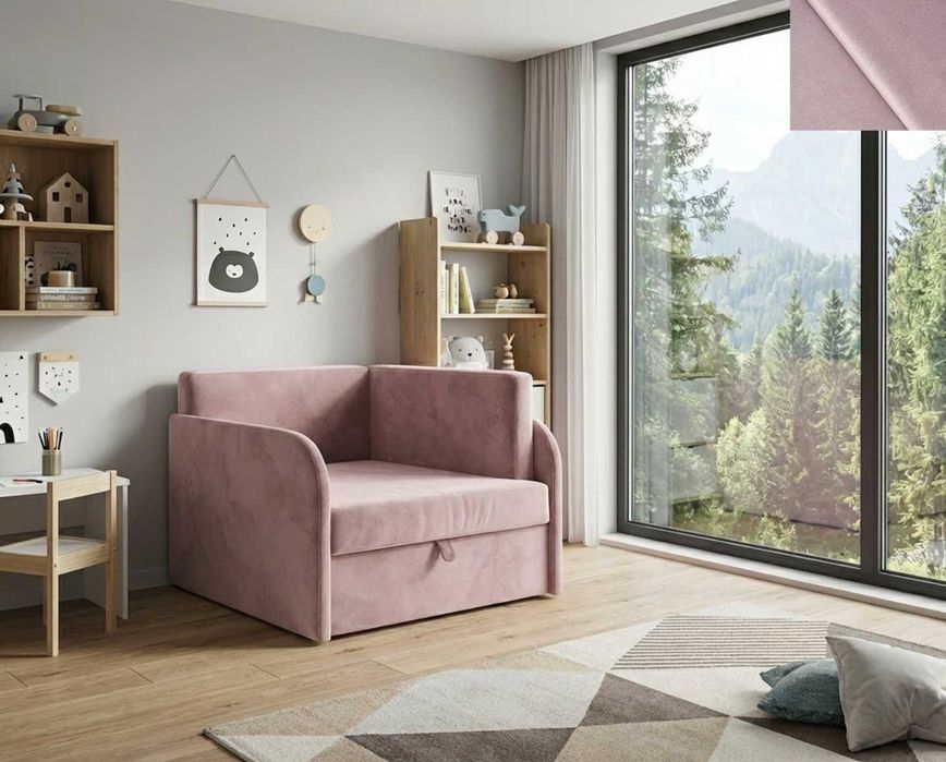 Łóżko dziecięce Franek rozkładane tapczan sofa WELUR poduszka gratis