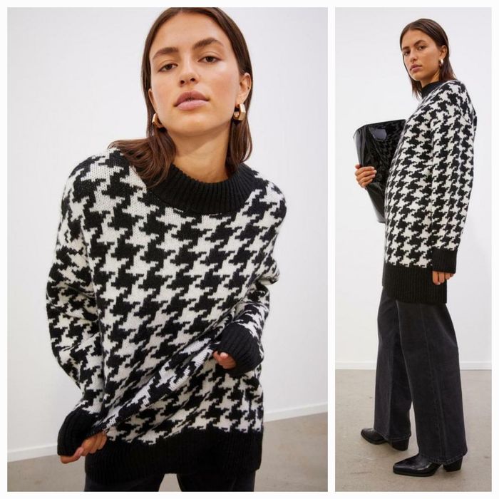 H&M M 25% Moher 25% wełna czarny luźny sweter