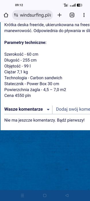 Deska dla windsurfingu 99 l