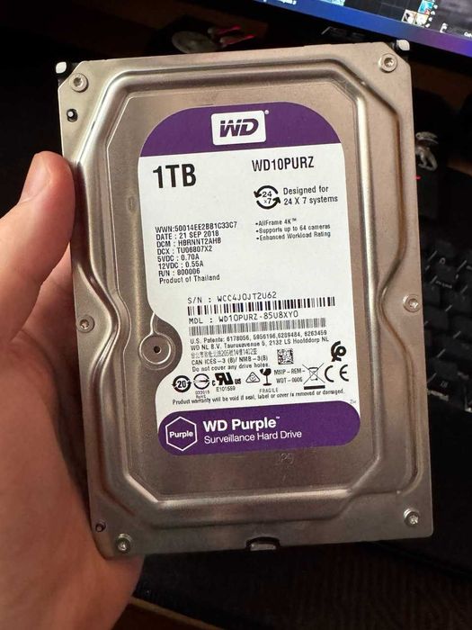 Жорсткий диск Western Digital Purple 1TB 64MB 5400rpm WD10PURZ