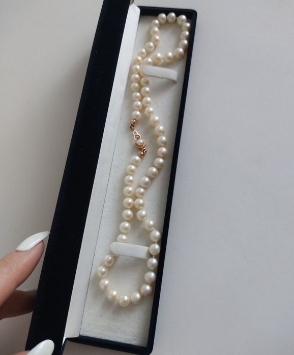 Ожерелье с жемчуга, золотая застёжка, 585 проба, 49 см