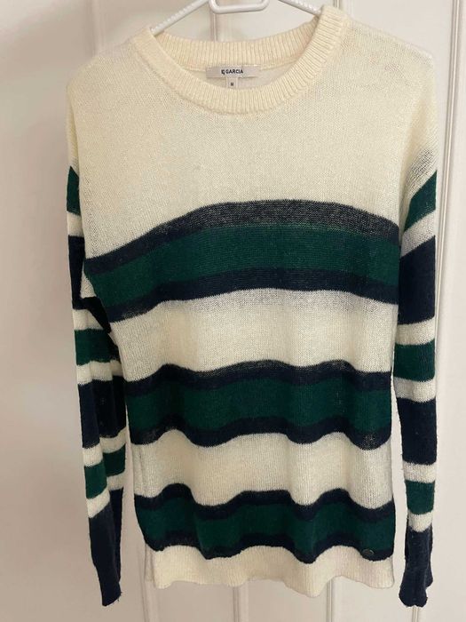 Sweter w paski z dodatkiem moheru i wełny Garcia M