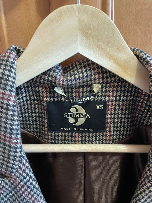 Пряме пальто в гусячу лапку