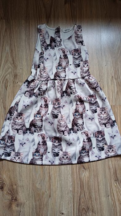 Urocza sukienka h&m koty rozm.134/140
