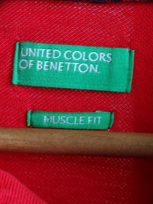 Polo manga comprida Benetton vermelho