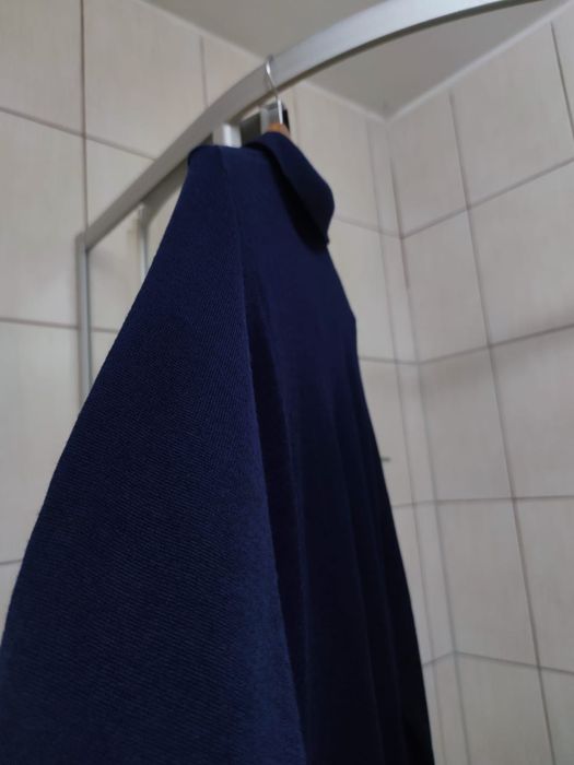 Sweter klasyczny M kardigan męski granatowy ciemny niebieski  wełniany