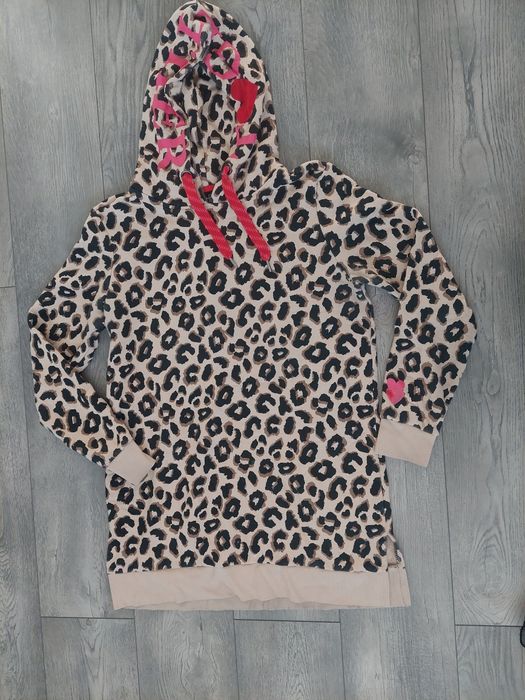 Bluza z kapturem panterka ocieplana bawełna s m